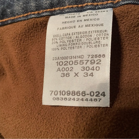 Lee Men’s Fleece Lined Jeans 36” x 34” Winter Warm - Picture 6 of 7